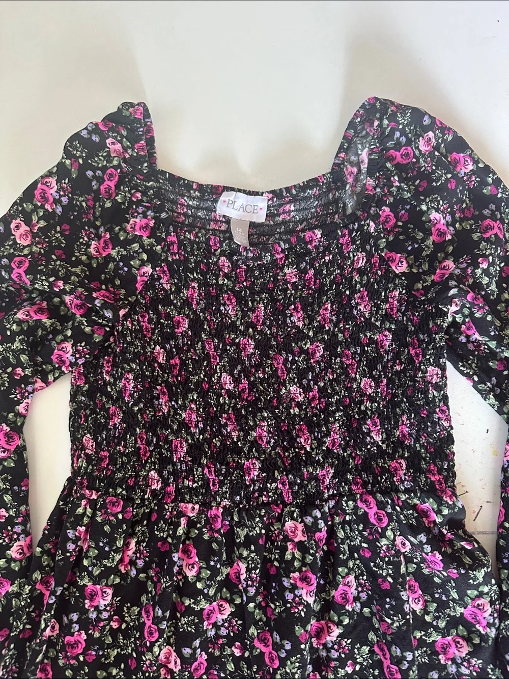The Children's Place Black Mini Skirt with Pink Floral Print
